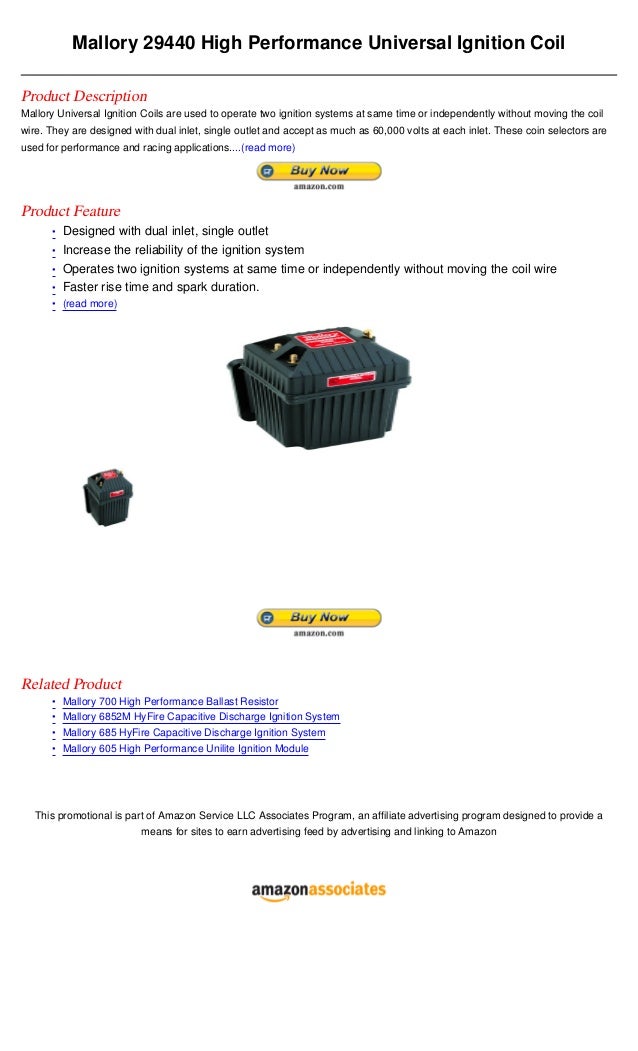 Mallory 29440 high performance universal ignition coil