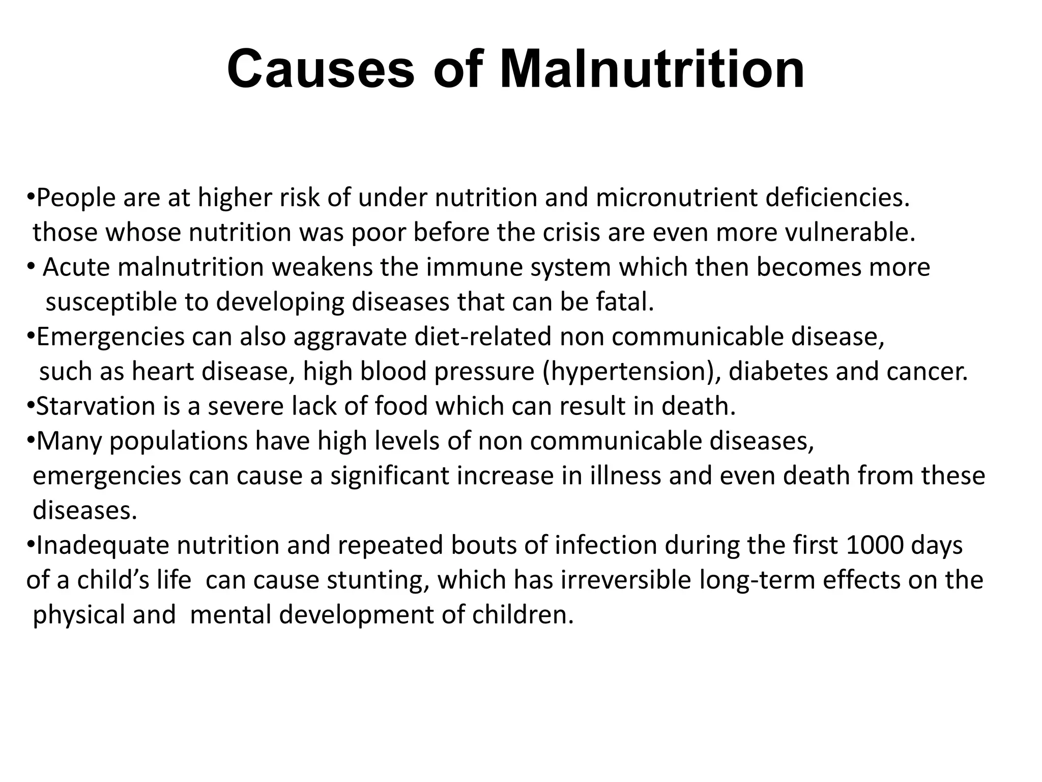 CAUSES OF MALNUTRITION IN EMERGENCIES SITUATION | PPTX