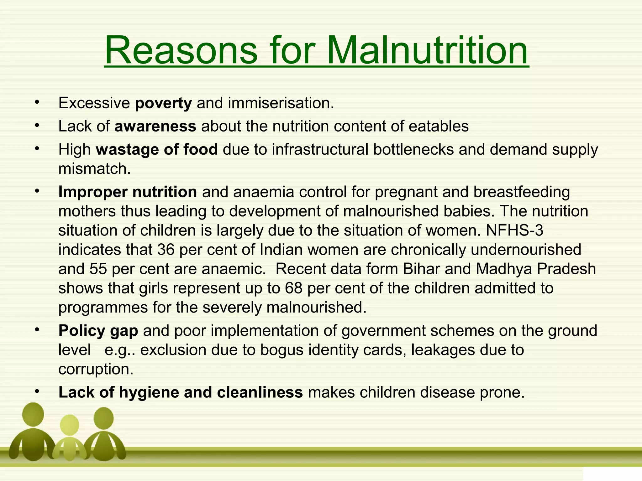 Malnutrition in India-Background and solutions proposed | PPT
