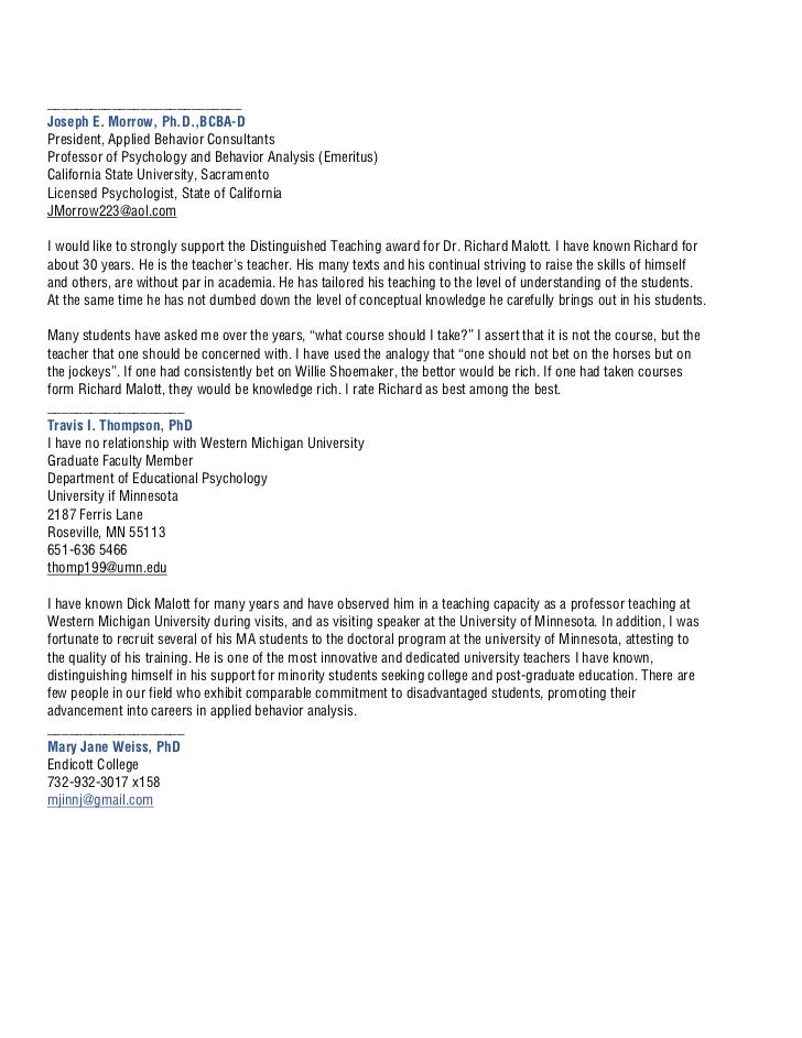Malott Richard distinguished teaching nomination 3