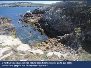 O Portiño un pequeno abrigo natural acondicionado como porto que acolle
interesantes pregues nas rochas da súa contorna.
 