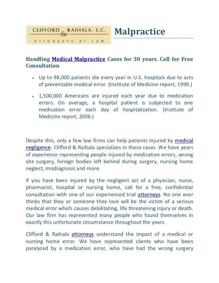 Wisconsin Medical Malpractice Lawyer Medical Negligence