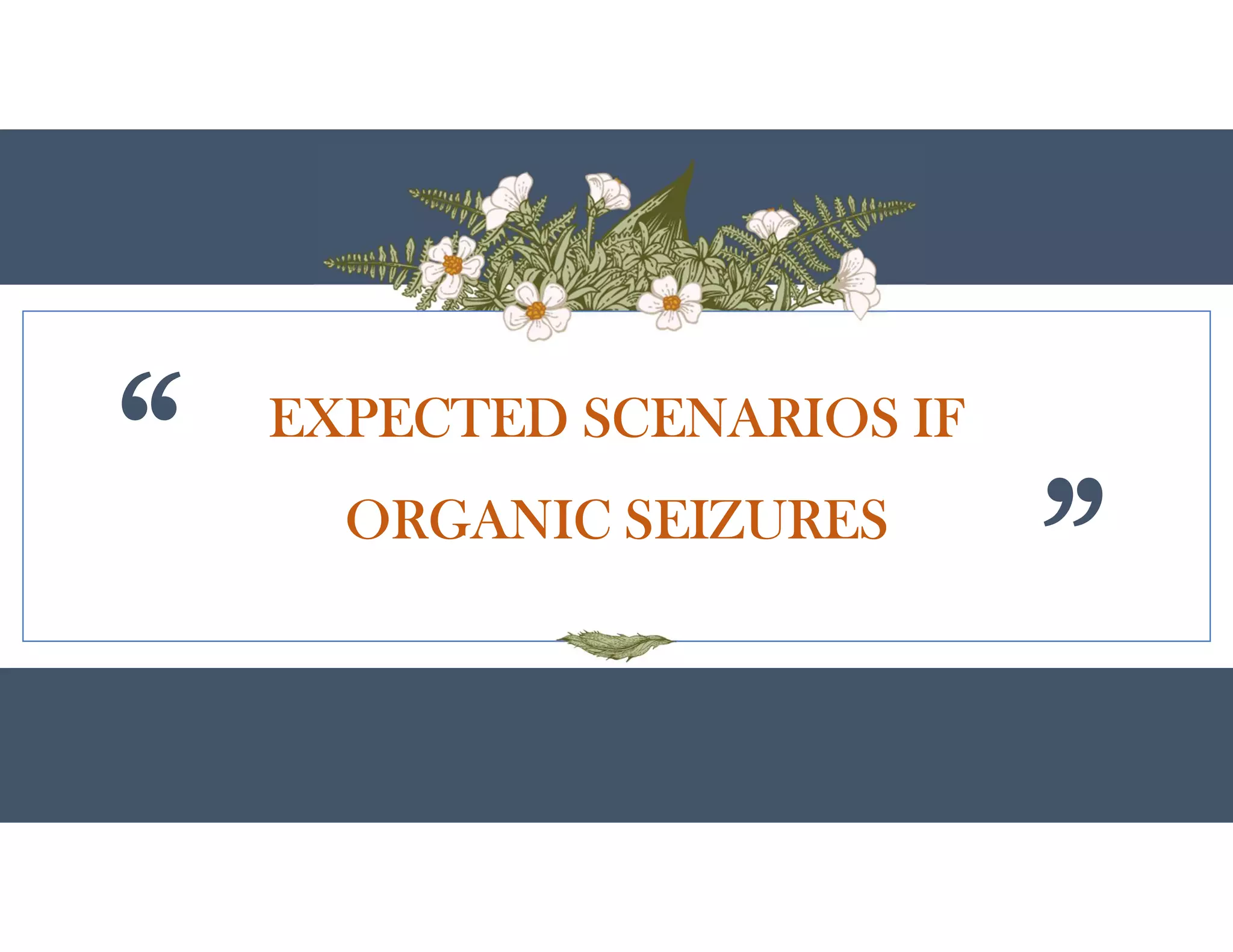 EXPECTED SCENARIOS IF
ORGANIC SEIZURES
 