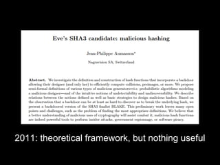 2011: theoretical framework, but nothing useful
 