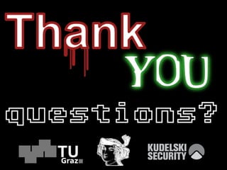 thank you! questions?
Roads? Where we're going, we don't need roads.
 