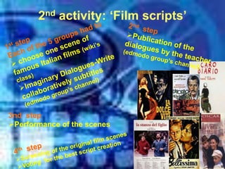 2nd activity: ‘Film scripts’
3nd step
Performance of the scenes
 