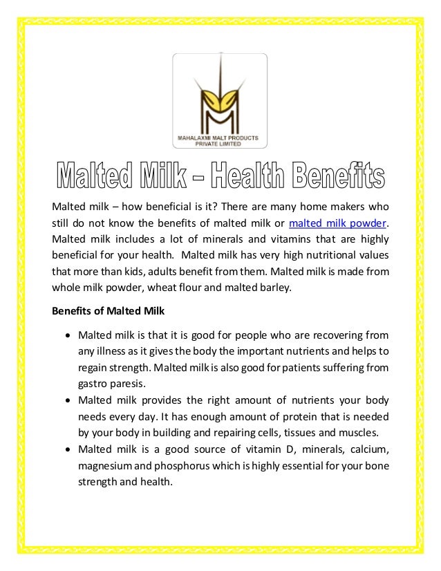Malted milk health benefits