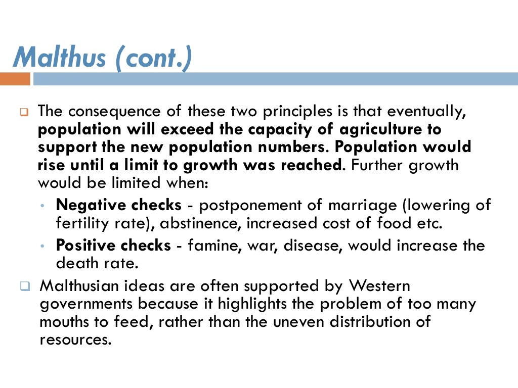 Malthus' theory of population growth