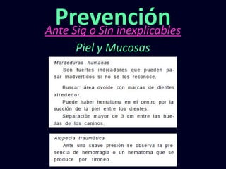 Ante Sig o Sin inexplicables
Prevención
Piel y Mucosas
 
