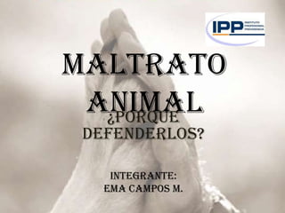 Maltrato
animal¿Porque
defenderlos?
Integrante:
Ema Campos M.
 