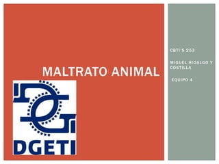 CBTI’S 253
MIGUEL HIDALGO Y
COSTILLA
EQUIPO 4
MALTRATO ANIMAL
 