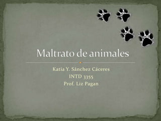 Katia Y. Sánchez Cáceres INTD 3355 Prof. Liz Pagan  Maltrato de animales 