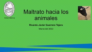 Maltrato hacia los
animales
Ricardo Javier Guerrero Tejero
Marzo del 2013
 