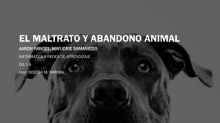 EL MALTRATO Y ABANDONO ANIMAL
AARON RANGEL, MARJORIE SAMANIEGO
INFORMÁTICA Y REDES DE APRENDIZAJE
DG 1 A
PROF. ODESSA M. ARANDA
 