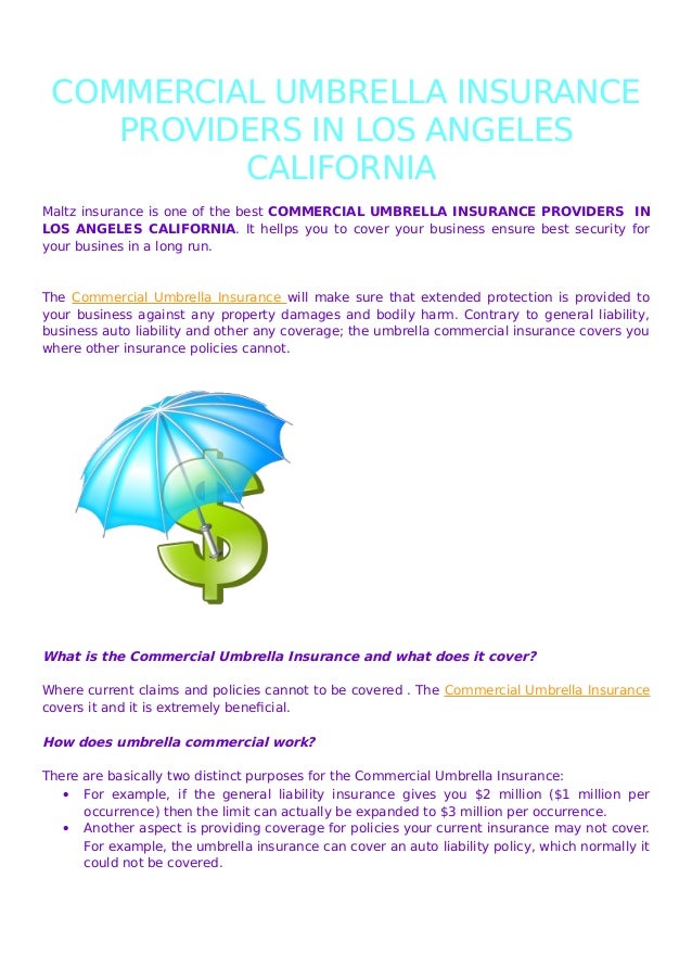 Maltz Umbrella Commercial Insurance Losangeles Ca