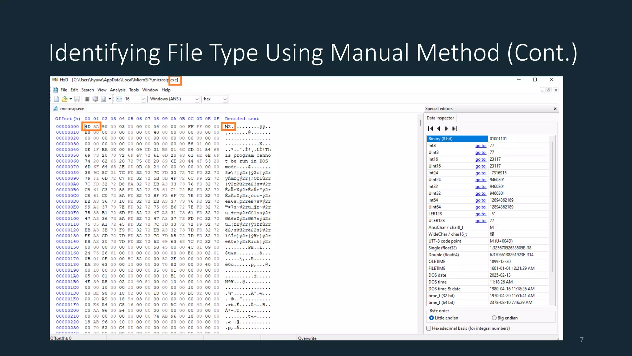 Identifying File Type Using Manual Method (Cont.)
7
 