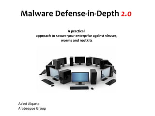 Malware Defense-in-Depth 2.0A practical  approach to secure your enterprise against viruses,  worms and rootkits  Aa’edAlqarta 