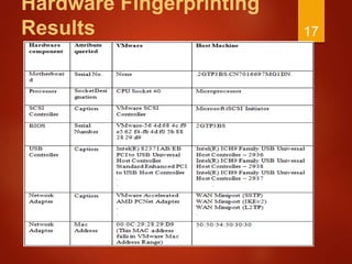 Hardware Fingerprinting
Results 17
 