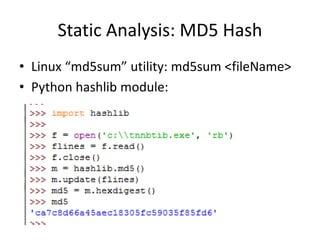 Md5sum Example Introduction to Malware Analysis | PPTX