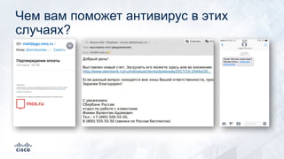 Чем вам поможет антивирус в этих
случаях?
 