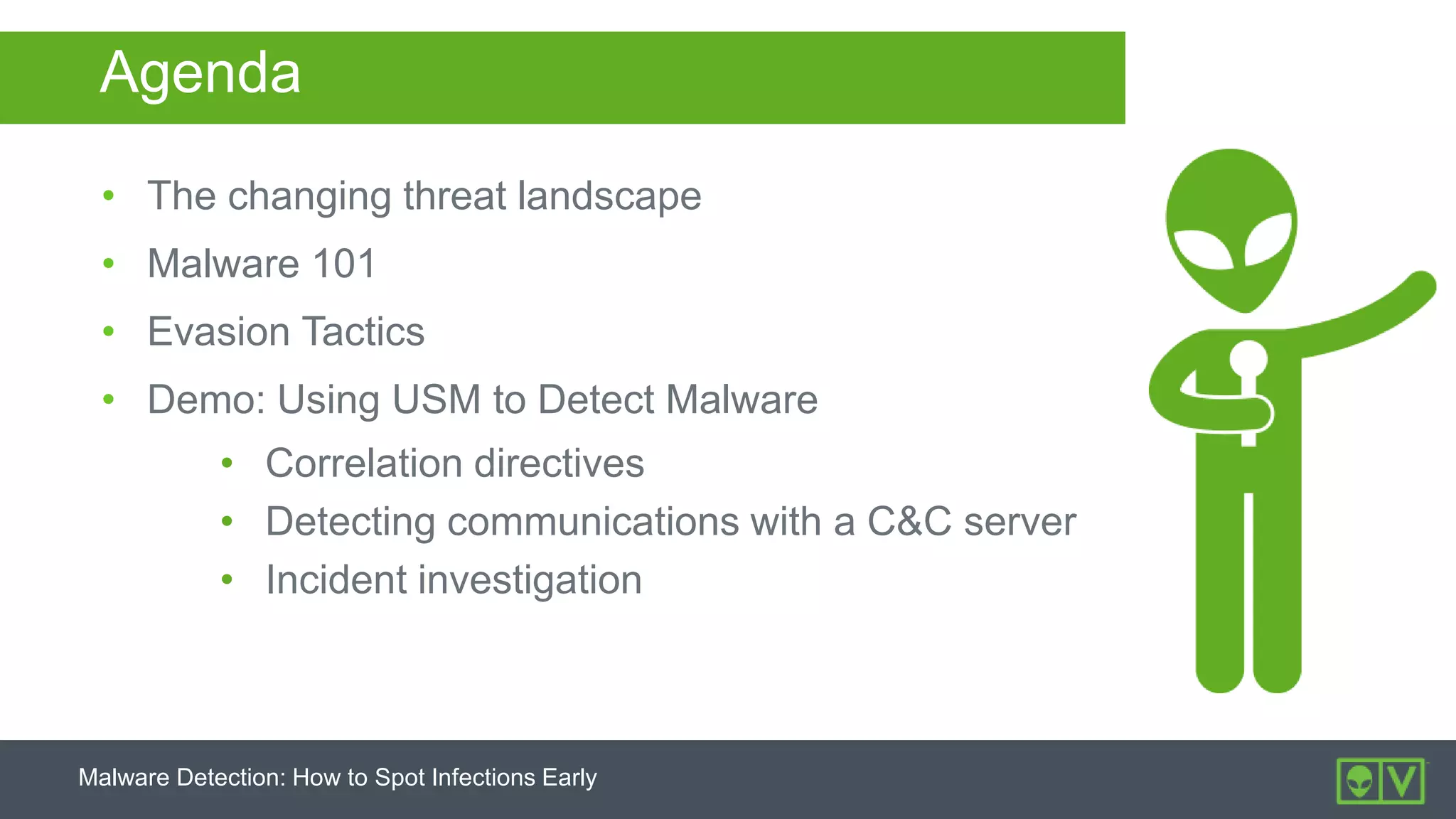 Malware detection how to spot infections early with alien vault usm | PPTX