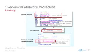 .
McAfee – Thomas Roccia
Anti-debug
Overviewof Malware Protection
22
Teslacrypt Uncovered – Thomas Roccia
 