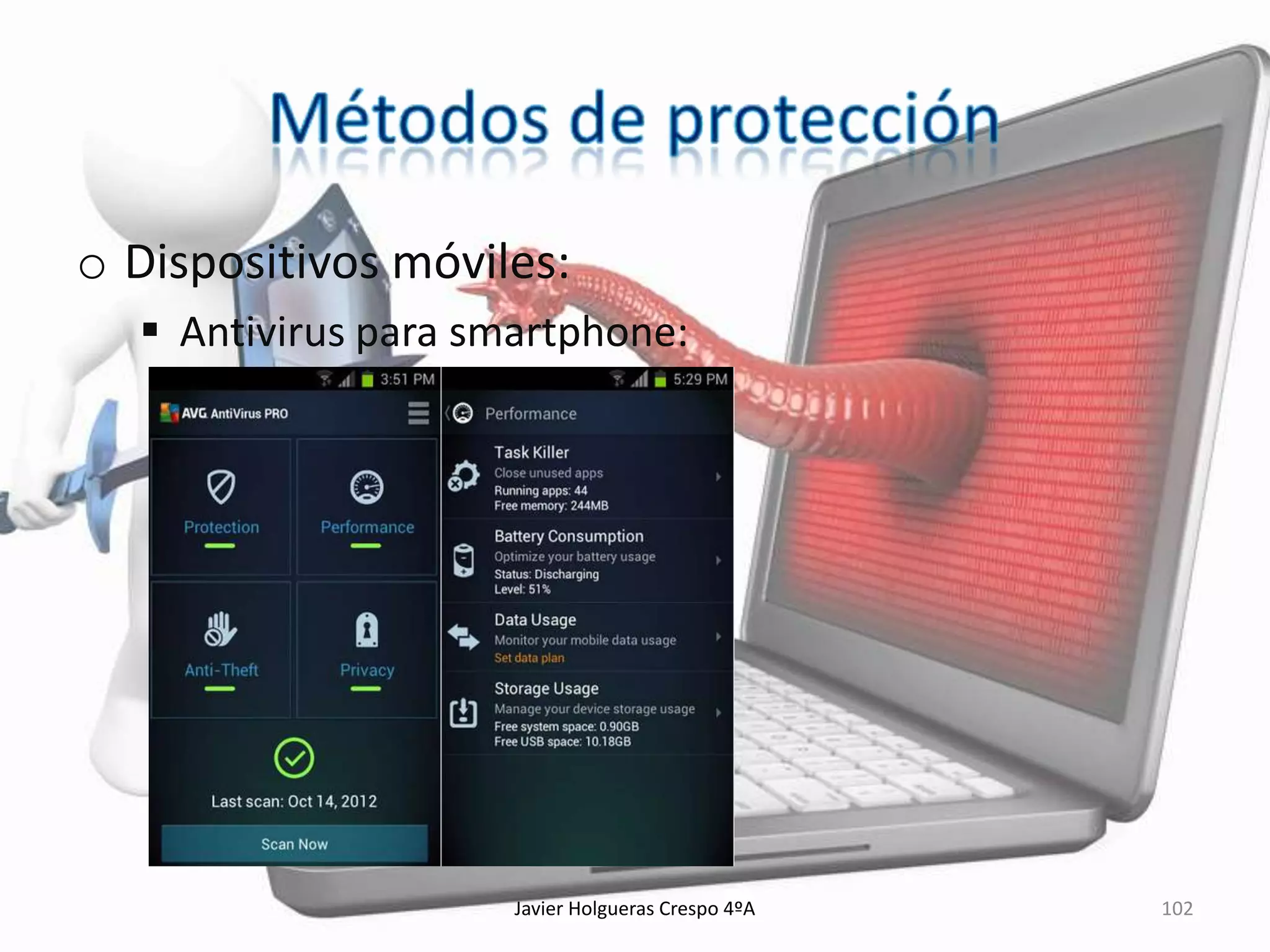 o Dispositivos móviles:
 Antivirus para smartphone:

Javier Holgueras Crespo 4ºA

102

 