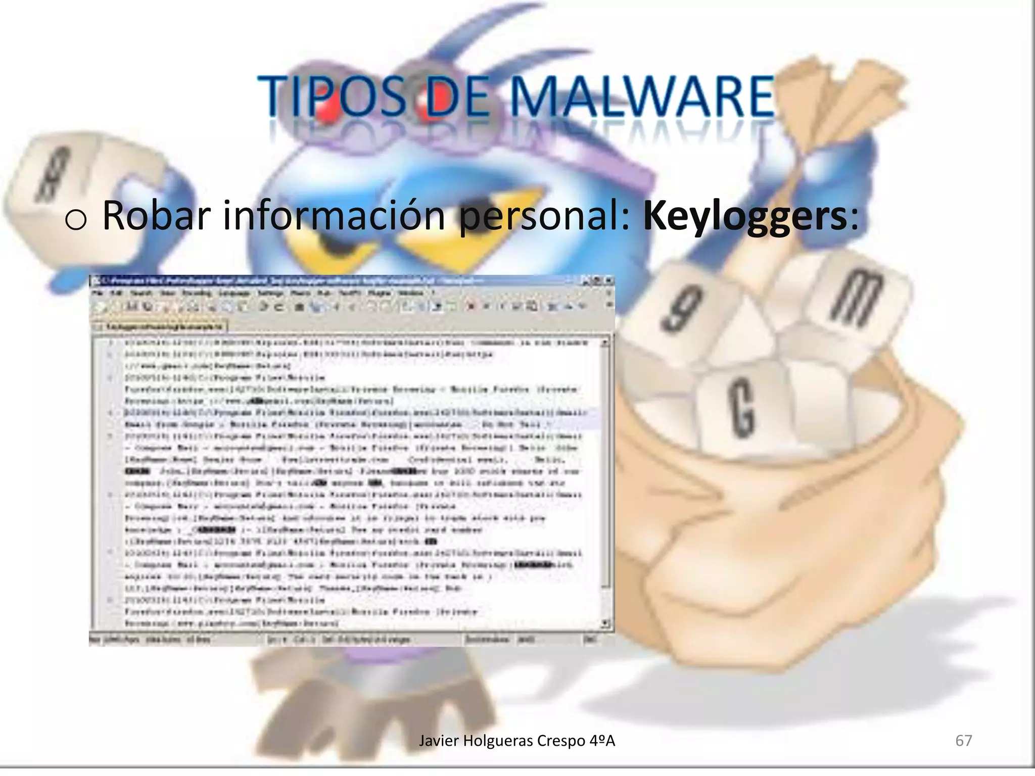 o Robar información personal: Keyloggers:

Javier Holgueras Crespo 4ºA

67

 