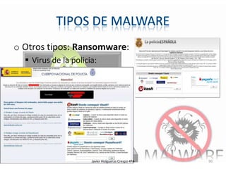 o Otros tipos: Ransomware:
 Virus de la policia:

Javier Holgueras Crespo 4ºA

90

 