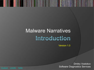 Malware Narratives
Dmitry Vostokov
Software Diagnostics Services
Version 1.0
Facebook LinkedIn Twitter
 