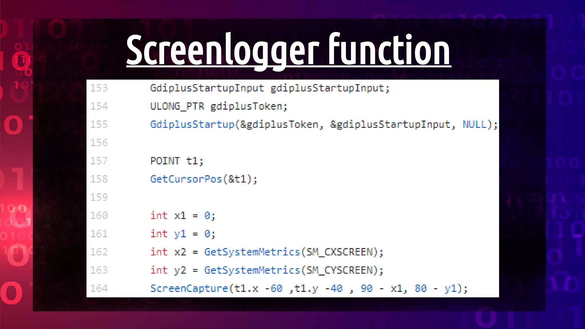 Screenlogger function
 