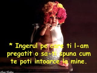 * Ingerul pe care ti l-am pregatit o sa-ti spuna cum te poti intoarce la mine.