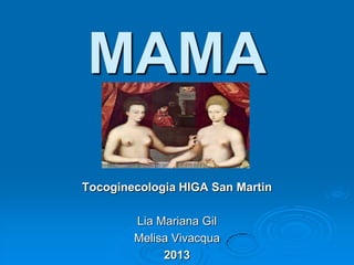 MAMA
Tocoginecologia HIGA San Martin
Lia Mariana Gil
Melisa Vivacqua
2013
 