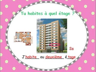 J’______ au ________ é___habite deuxième tage
 