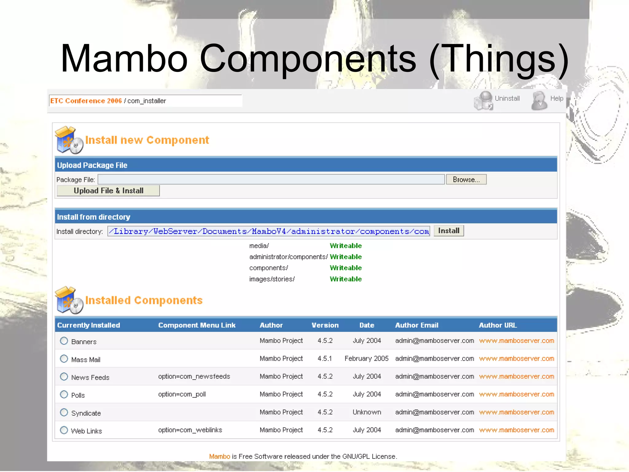 Mambo Components (Things) 