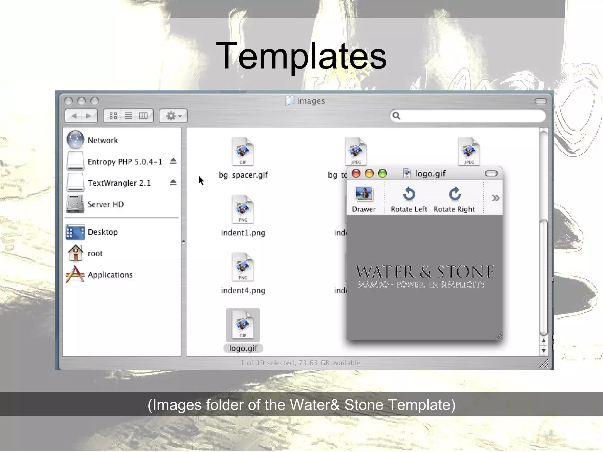 Templates (Images folder of the Water& Stone Template) 