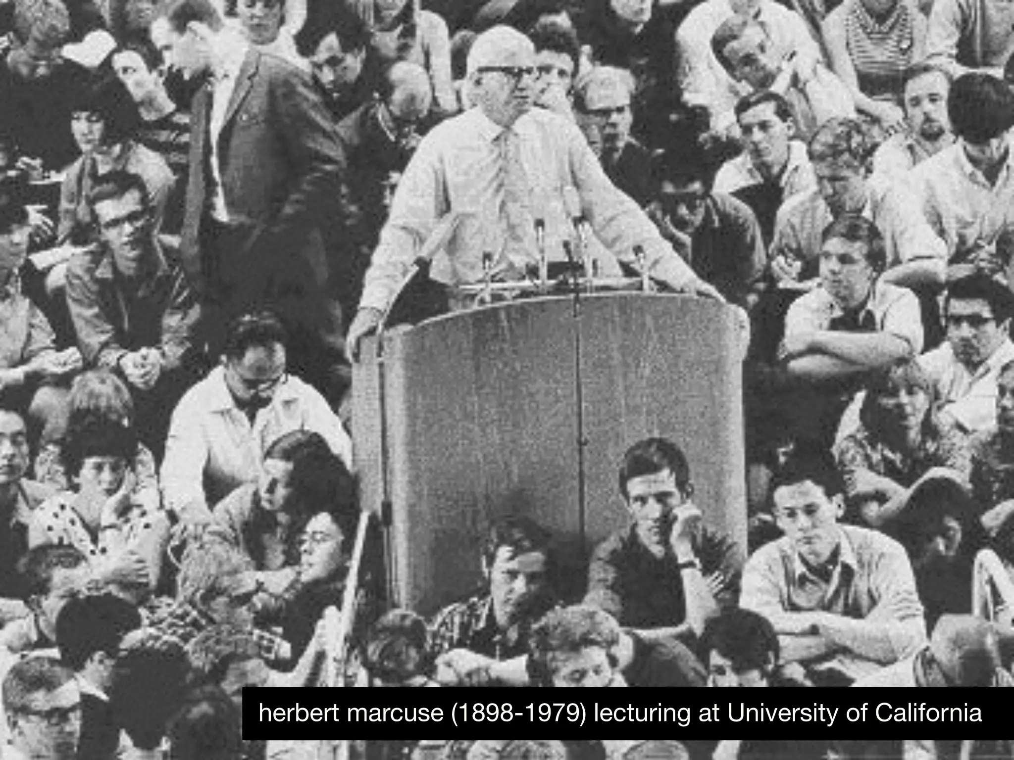 herbert marcuse (1898-1979) lecturing at University of California
 