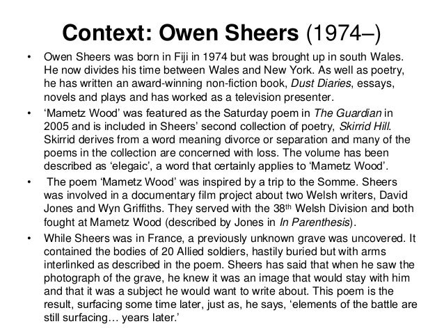 the effects of war in mametz Compare how poets present the effects of war in ‘mametz wood’ and in one other poem from conflict the poems that i will be comparing are the poems, mametz wood and futility. the effects of war in mametz Compare how poets present the effects of war in ‘mametz wood’ and in one other poem from conflict the poems that i will be comparing are the poems, mametz wood and futility.