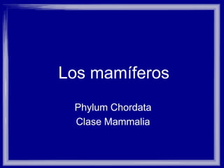 Los mamíferos
Phylum Chordata
Clase Mammalia
 