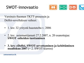 terveydenhoidonpriorisointi (Luukkainen), lääketurvallisuus (Teinilä), ammatillinenopettajuus (Paaso), viranomaisyhteistyö (Valtonen), meriturvallisuus (Munkki), huumeet (Lintonen), arvoverkot (Palo), valojaääni (Lepoluoto), taitoelää (Soini-Salomaa), mobiiliregulaatio (Laine), metsäyhteistyö (Pirhonen & Miina), metsätulevaisuus (Koskela), taideleikki (Musakka), kollektiivioppijat (Linturi), maailmanmahtavin (Linturi)Pohdittavaa (muuttuvaasiantuntijuus, …)