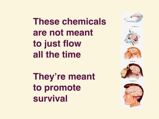 These chemicals
are not meant 
to just ﬂow 
all the time
 
They’re meant 
to promote
survival
 