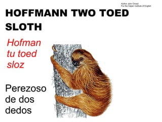 Author John Oroszi
               For the Valper Institute of English



HOFFMANN TWO TOED
SLOTH
Hofman
tu toed
sloz

Perezoso
de dos
dedos
 