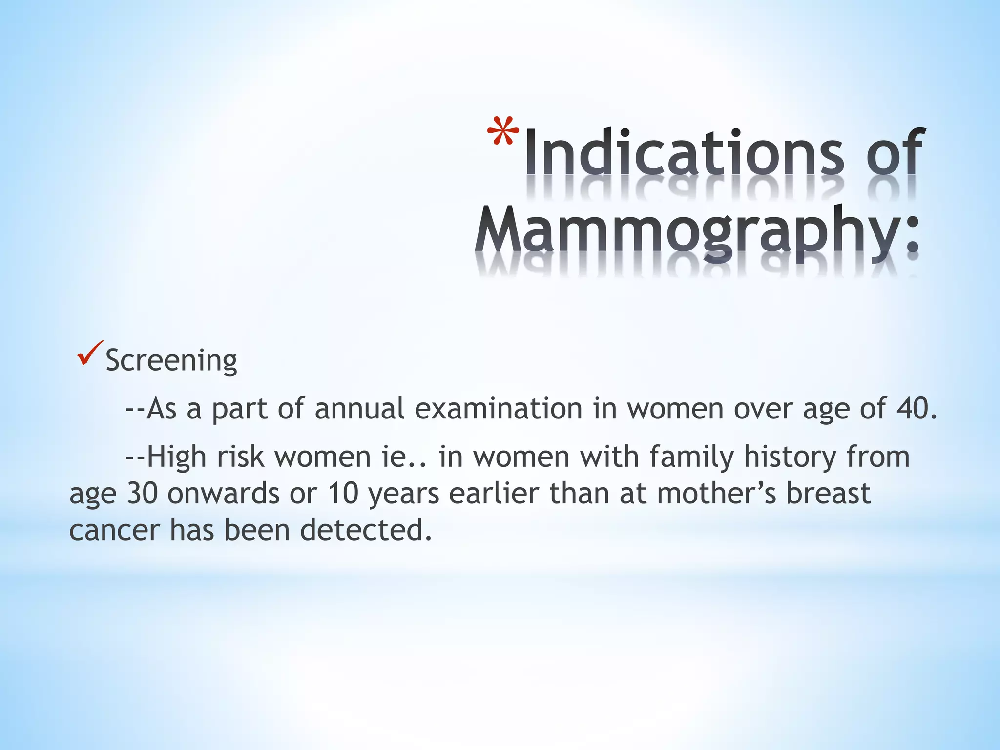 Role of mammography and MRI in Breast disorders | PPTX