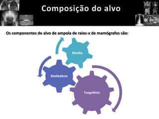 Os componentes de alvo de ampola de raios-x de mamógrafos são:



                                   Rhódio




                      Molibdênio



                                            Tungstênio
 