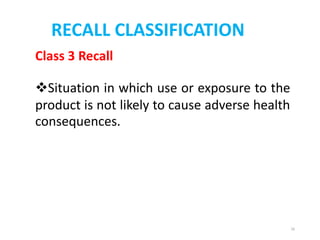 Recall Classification Law Market Complaint Investigation and Recall | PPTX
