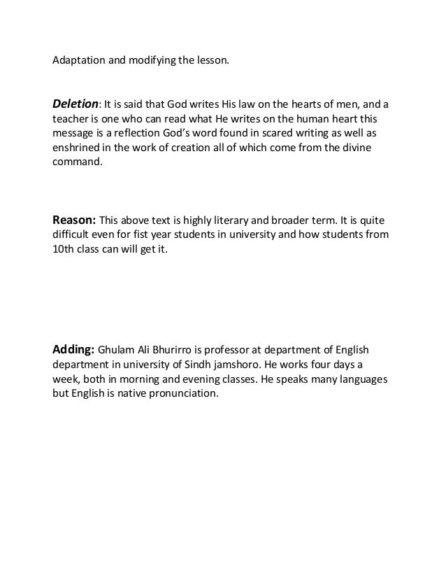 Material Adoption Of Lesson From 10th Class English Textbook - 