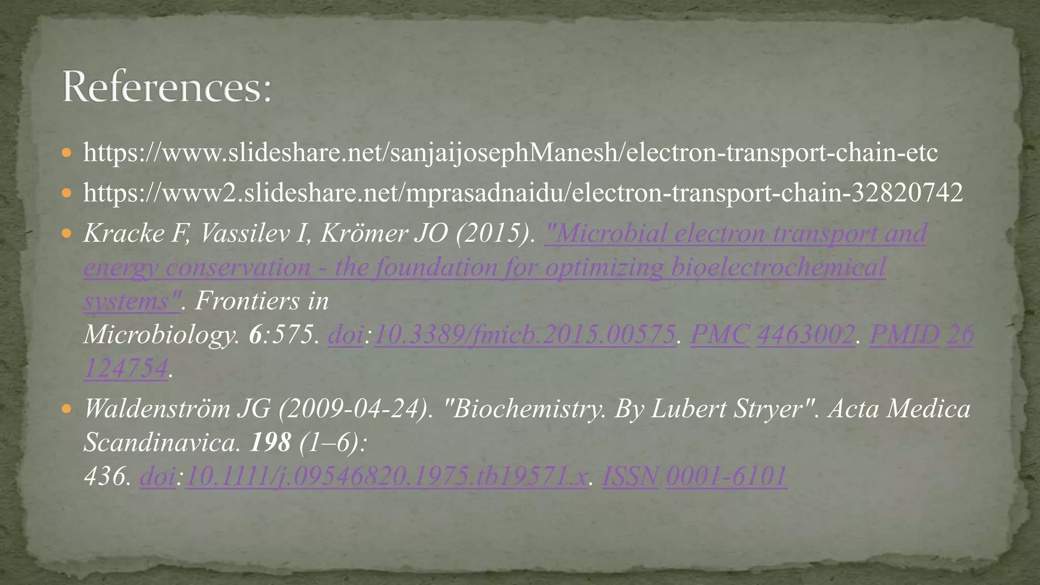 Electron Transfer Chain in eukaryotes
