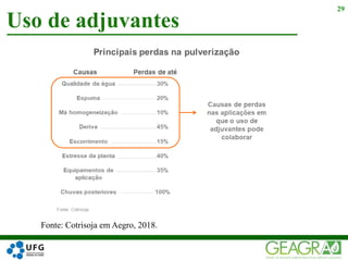 Uso de adjuvantes
29
Fonte: Cotrisoja em Aegro, 2018.
 
